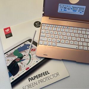 iPad Pink Plastic Case with Keyboard and Bersen 9.7” Paperfeel Screen Protector